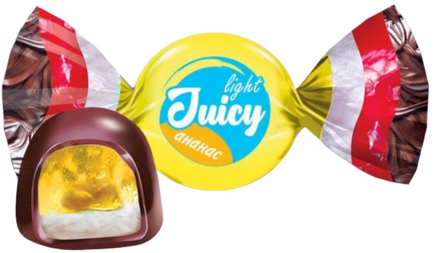 Juicy light ананас 13 г Двухслойное желе в темной шоколадной глазури
