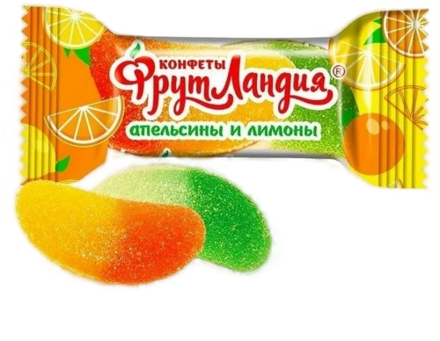 Фрутландия 17 г Желейные конфеты в форме цитрусовых долек со вкусом апельсина и лимона