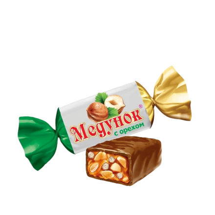 Медунок с орехом 17 г С хрустящими орешками и сливочной карамелью покрытая ароматным шоколадом