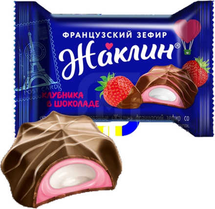 Жаклин 30 г Глазированные желейные конфеты со вкусом клубники в форме зефира