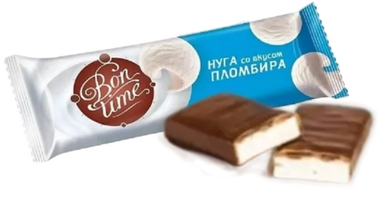 БонТайм батончик 20 г Аппетитный батончик из воздушной нуги со вкусом пломбира. Батончик покрыт глазурью