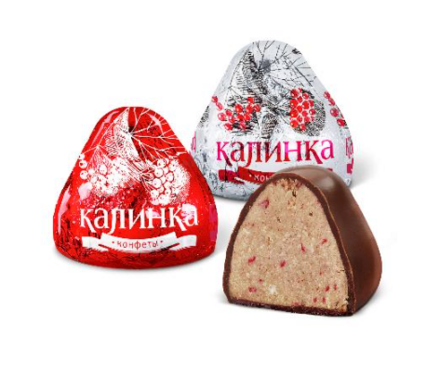 Калинка с малиной и орехами 13 г Глазированные куполообразные конфеты из светлого пралине с добавлением хрустящих малиновых кранчей, тёртого фундука и экстракта калины.